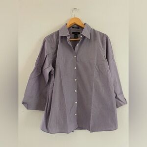 Lands' End Purple & White Stripes Button Down Shirt